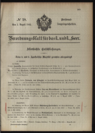 Kaiserlich-königliches Armee-Verordnungsblatt: Personal-Angelegenheiten 18950803 Seite: 1