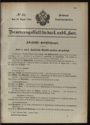 Kaiserlich-königliches Armee-Verordnungsblatt: Personal-Angelegenheiten