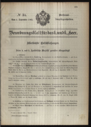 Kaiserlich-königliches Armee-Verordnungsblatt: Personal-Angelegenheiten 18950904 Seite: 1