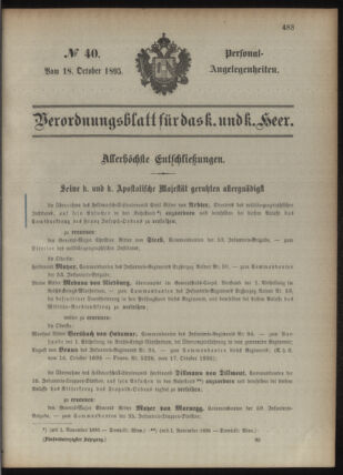 Kaiserlich-königliches Armee-Verordnungsblatt: Personal-Angelegenheiten 18951018 Seite: 1