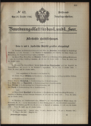 Kaiserlich-königliches Armee-Verordnungsblatt: Personal-Angelegenheiten 18951028 Seite: 1