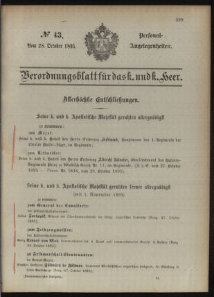 Kaiserlich-königliches Armee-Verordnungsblatt: Personal-Angelegenheiten 18951028 Seite: 27