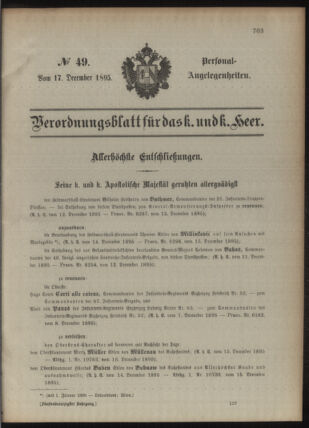 Kaiserlich-königliches Armee-Verordnungsblatt: Personal-Angelegenheiten 18951217 Seite: 1