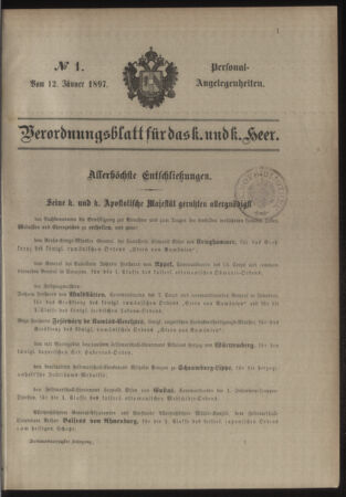 Kaiserlich-königliches Armee-Verordnungsblatt: Personal-Angelegenheiten 18970112 Seite: 1