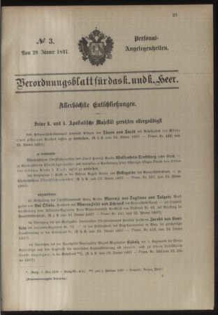 Kaiserlich-königliches Armee-Verordnungsblatt: Personal-Angelegenheiten 18970129 Seite: 1