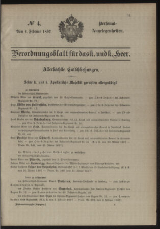 Kaiserlich-königliches Armee-Verordnungsblatt: Personal-Angelegenheiten 18970204 Seite: 1