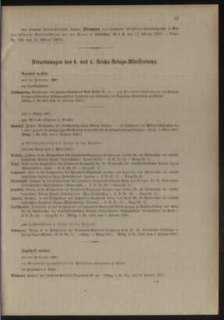 Kaiserlich-königliches Armee-Verordnungsblatt: Personal-Angelegenheiten 18970216 Seite: 3