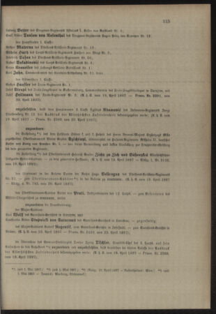 Kaiserlich-königliches Armee-Verordnungsblatt: Personal-Angelegenheiten 18970424 Seite: 5