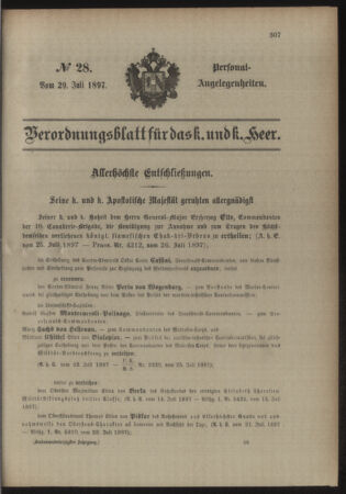 Kaiserlich-königliches Armee-Verordnungsblatt: Personal-Angelegenheiten