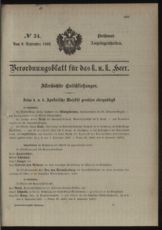 Kaiserlich-königliches Armee-Verordnungsblatt: Personal-Angelegenheiten 18970909 Seite: 1