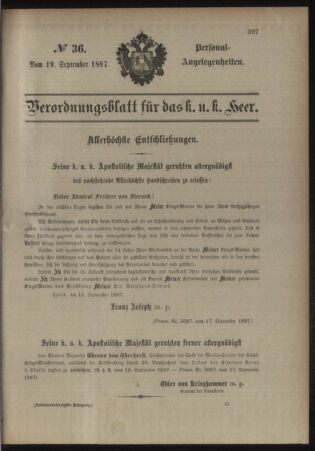 Kaiserlich-königliches Armee-Verordnungsblatt: Personal-Angelegenheiten 18970919 Seite: 1