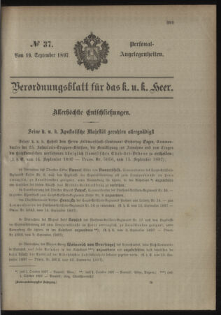 Kaiserlich-königliches Armee-Verordnungsblatt: Personal-Angelegenheiten 18970919 Seite: 5