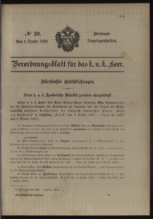 Kaiserlich-königliches Armee-Verordnungsblatt: Personal-Angelegenheiten 18971008 Seite: 1