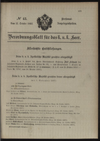 Kaiserlich-königliches Armee-Verordnungsblatt: Personal-Angelegenheiten 18971027 Seite: 23