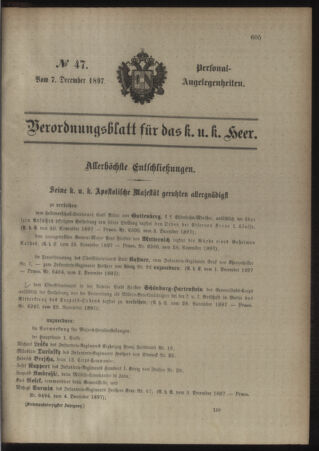 Kaiserlich-königliches Armee-Verordnungsblatt: Personal-Angelegenheiten 18971207 Seite: 1