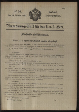 Kaiserlich-königliches Armee-Verordnungsblatt: Personal-Angelegenheiten 18971229 Seite: 1