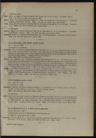 Kaiserlich-königliches Armee-Verordnungsblatt: Personal-Angelegenheiten 18980111 Seite: 13