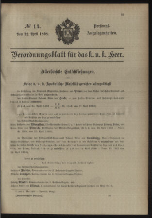 Kaiserlich-königliches Armee-Verordnungsblatt: Personal-Angelegenheiten 18980422 Seite: 1