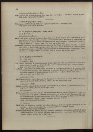 Kaiserlich-königliches Armee-Verordnungsblatt: Personal-Angelegenheiten 18980428 Seite: 6