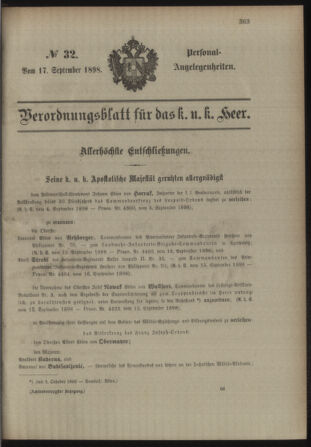 Kaiserlich-königliches Armee-Verordnungsblatt: Personal-Angelegenheiten 18980917 Seite: 1