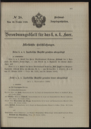 Kaiserlich-königliches Armee-Verordnungsblatt: Personal-Angelegenheiten 18981030 Seite: 23