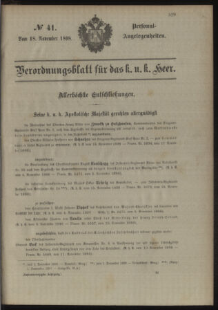 Kaiserlich-königliches Armee-Verordnungsblatt: Personal-Angelegenheiten 18981118 Seite: 1