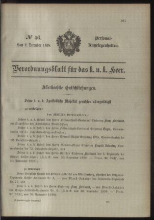 Kaiserlich-königliches Armee-Verordnungsblatt: Personal-Angelegenheiten 18981202 Seite: 13