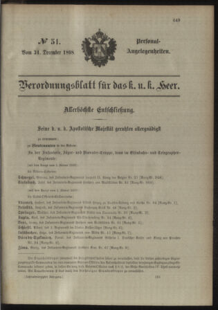 Kaiserlich-königliches Armee-Verordnungsblatt: Personal-Angelegenheiten 18981231 Seite: 5