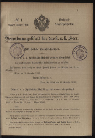 Kaiserlich-königliches Armee-Verordnungsblatt: Personal-Angelegenheiten 19000109 Seite: 1