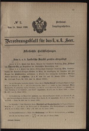 Kaiserlich-königliches Armee-Verordnungsblatt: Personal-Angelegenheiten 19000118 Seite: 1