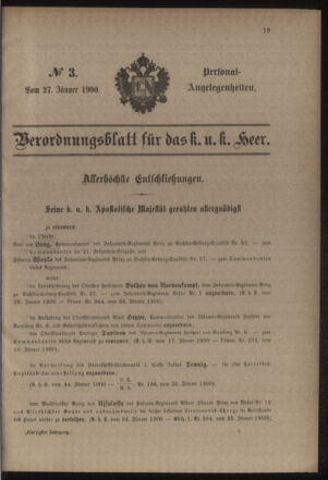 Kaiserlich-königliches Armee-Verordnungsblatt: Personal-Angelegenheiten 19000127 Seite: 1