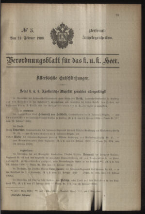 Kaiserlich-königliches Armee-Verordnungsblatt: Personal-Angelegenheiten 19000224 Seite: 1