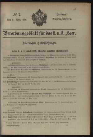 Kaiserlich-königliches Armee-Verordnungsblatt: Personal-Angelegenheiten