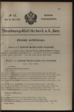 Kaiserlich-königliches Armee-Verordnungsblatt: Personal-Angelegenheiten 19000429 Seite: 21