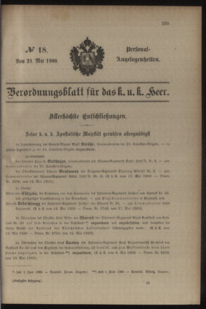 Kaiserlich-königliches Armee-Verordnungsblatt: Personal-Angelegenheiten 19000521 Seite: 1