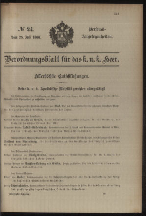 Kaiserlich-königliches Armee-Verordnungsblatt: Personal-Angelegenheiten 19000728 Seite: 1