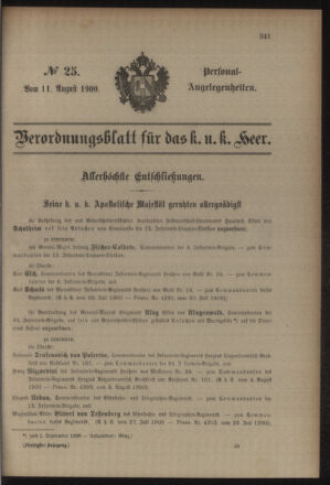 Kaiserlich-königliches Armee-Verordnungsblatt: Personal-Angelegenheiten 19000811 Seite: 1