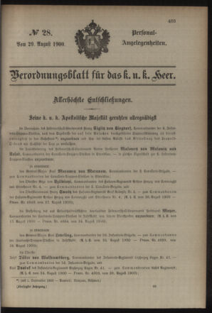 Kaiserlich-königliches Armee-Verordnungsblatt: Personal-Angelegenheiten