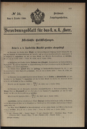 Kaiserlich-königliches Armee-Verordnungsblatt: Personal-Angelegenheiten 19001006 Seite: 1