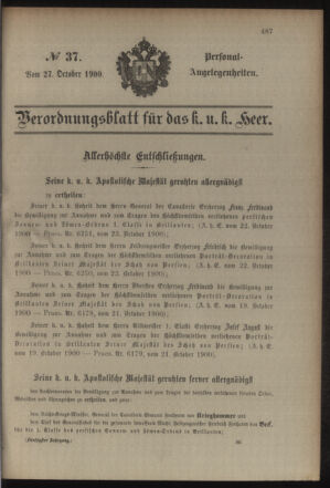 Kaiserlich-königliches Armee-Verordnungsblatt: Personal-Angelegenheiten