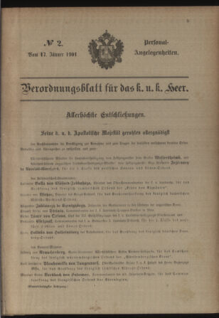 Kaiserlich-königliches Armee-Verordnungsblatt: Personal-Angelegenheiten 19010117 Seite: 1