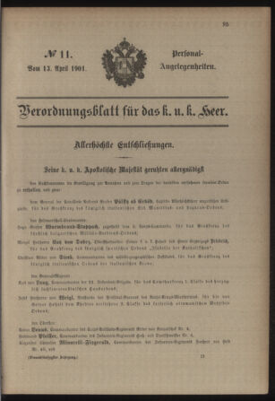 Kaiserlich-königliches Armee-Verordnungsblatt: Personal-Angelegenheiten 19010413 Seite: 1