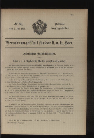 Kaiserlich-königliches Armee-Verordnungsblatt: Personal-Angelegenheiten 19010709 Seite: 1