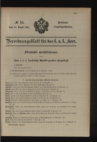 Kaiserlich-königliches Armee-Verordnungsblatt: Personal-Angelegenheiten 19010818 Seite: 1