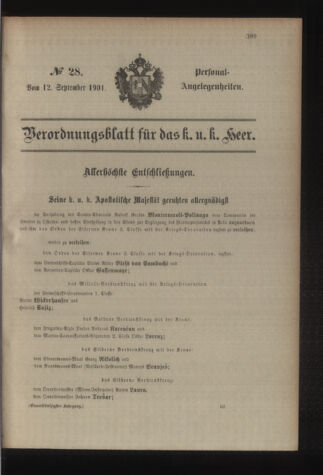 Kaiserlich-königliches Armee-Verordnungsblatt: Personal-Angelegenheiten 19010912 Seite: 1