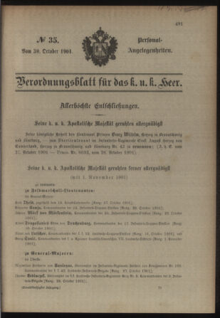 Kaiserlich-königliches Armee-Verordnungsblatt: Personal-Angelegenheiten 19011030 Seite: 35