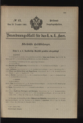 Kaiserlich-königliches Armee-Verordnungsblatt: Personal-Angelegenheiten 19011228 Seite: 1