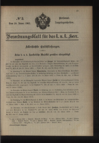 Kaiserlich-königliches Armee-Verordnungsblatt: Personal-Angelegenheiten 19020128 Seite: 1