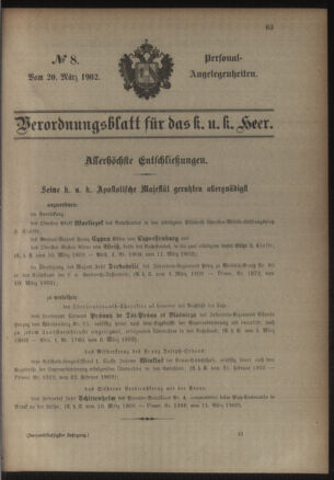 Kaiserlich-königliches Armee-Verordnungsblatt: Personal-Angelegenheiten 19020320 Seite: 1