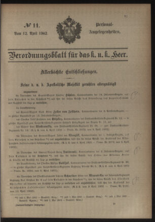 Kaiserlich-königliches Armee-Verordnungsblatt: Personal-Angelegenheiten 19020412 Seite: 1